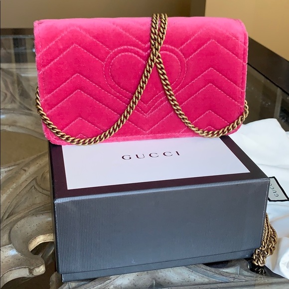 New Gucci Love GG Pink Velvet and Leather Bag - Picture 3 of 8